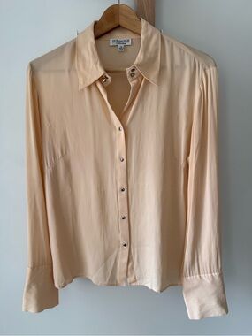 Peach Silk Button-Down Blouse